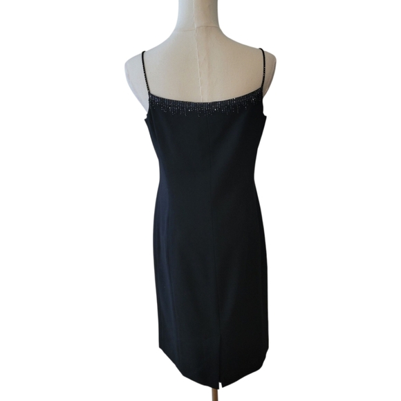Vintage Ann Taylor Beaded Black Wool Dress Size 6 Petite - Picture 4 of 6